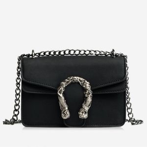 Metal Embellished Chain Flap Crossbody Bag